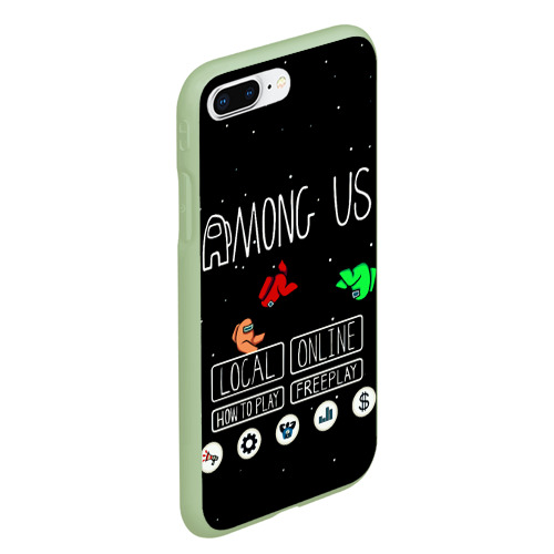 Чехол для iPhone 7Plus/8 Plus матовый Меню Амонг Ас Among Us Игра, цвет салатовый - фото 3