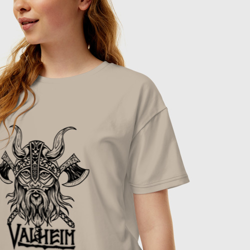 Женская футболка хлопок Oversize Valheim, цвет миндальный - фото 3