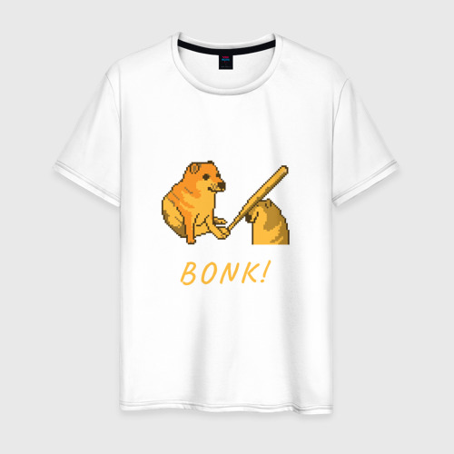 Мужская футболка хлопок Doge Bonk go to horny jail, цвет белый