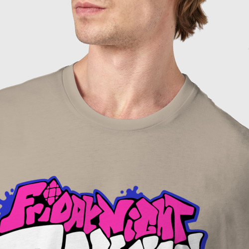 Мужская футболка хлопок Friday Night Funkin, лого, цвет миндальный - фото 6