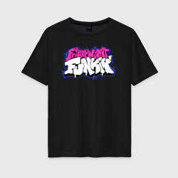 Friday Night Funkin, лого – Женская футболка хлопок Oversize с принтом купить со скидкой в -16%