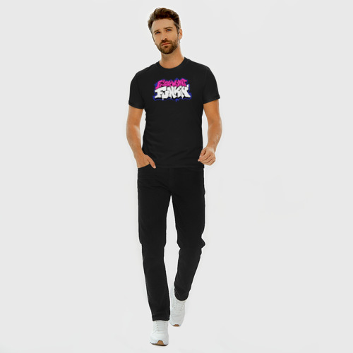 Мужская футболка хлопок Slim Friday Night Funkin, лого, цвет черный - фото 5
