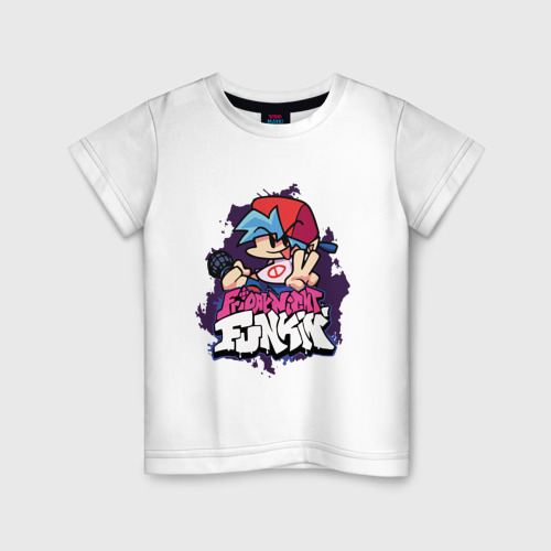Детская футболка из хлопка с принтом Friday Night Funkin, вид спереди №1