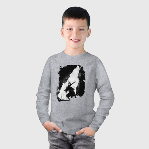 Детский лонгслив хлопок с принтом DARK SOULS | ТЁМНЫЕ ДУШИ, фото на моделе #1