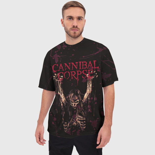 Мужская футболка oversize 3D Cannibal Corpse Skeleton, цвет 3D печать - фото 3