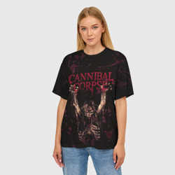 Женская футболка oversize 3D Cannibal Corpse Skeleton - фото 2