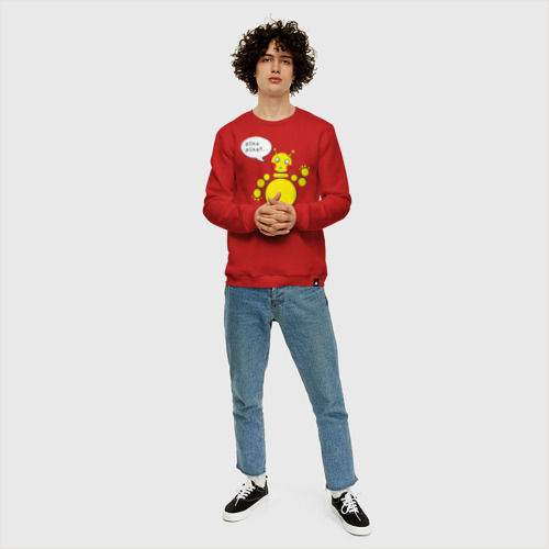 Мужской свитшот хлопок с принтом Жёлтый Пришелец Пикачу, вид сбоку #3