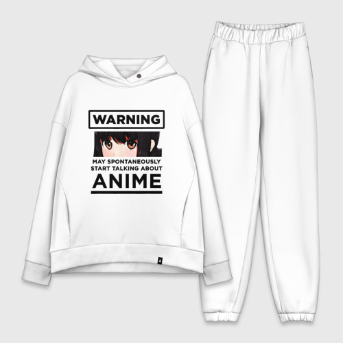 Женский костюм хлопок Oversize Warning anime, цвет белый