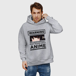 Мужское худи Oversize хлопок Warning anime - фото 2