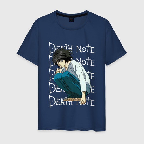 Мужская футболка хлопок Тетрадь смерти, цвет темно-синий