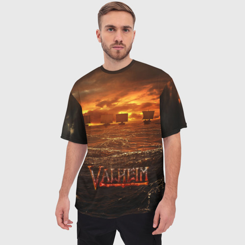 Мужская футболка oversize 3D Valheim корабли, цвет 3D печать - фото 3