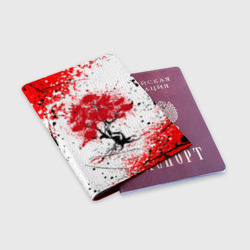 Обложка для паспорта матовая кожа Цветение сакуры - фото 2
