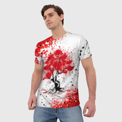 Мужская футболка 3D Цветение сакуры - фото 2