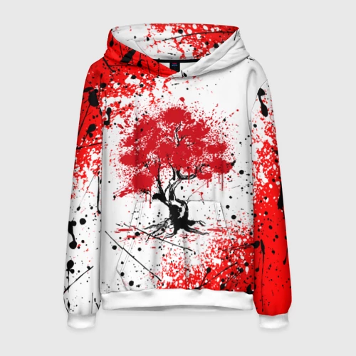 Мужская толстовка 3D с принтом Цветение сакуры, вид спереди #2