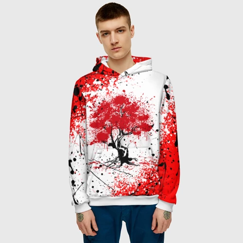 Мужская толстовка 3D с принтом Цветение сакуры, фото на моделе #1