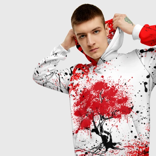 Мужская толстовка 3D с принтом Цветение сакуры, вид сбоку #3