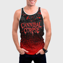 Майка с принтом Cannibal Corpse для мужчины, вид на модели спереди №2. Цвет основы: белый