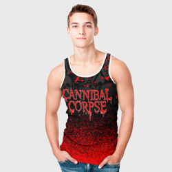 Майка с принтом Cannibal Corpse для мужчины, вид на модели спереди №3. Цвет основы: белый