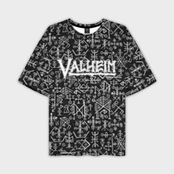 Мужская футболка oversize 3D Valheim logo black white