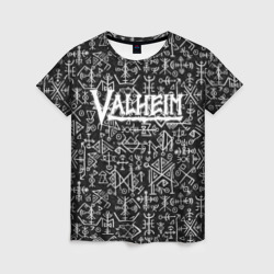 Женская футболка 3D Valheim logo black white