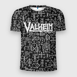 Мужская футболка 3D Slim Valheim logo black white