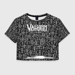 Женская футболка Crop-top 3D Valheim logo black white