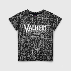 Детская футболка 3D Valheim logo black white