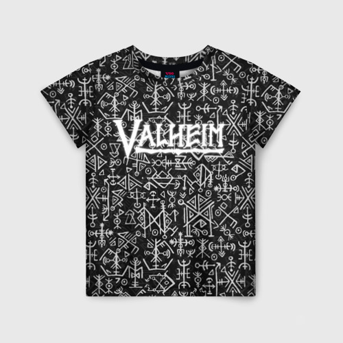 Детская футболка 3D Valheim logo black white, цвет 3D печать