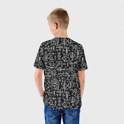 Детская футболка 3D Valheim logo black white, цвет 3D печать - фото 4