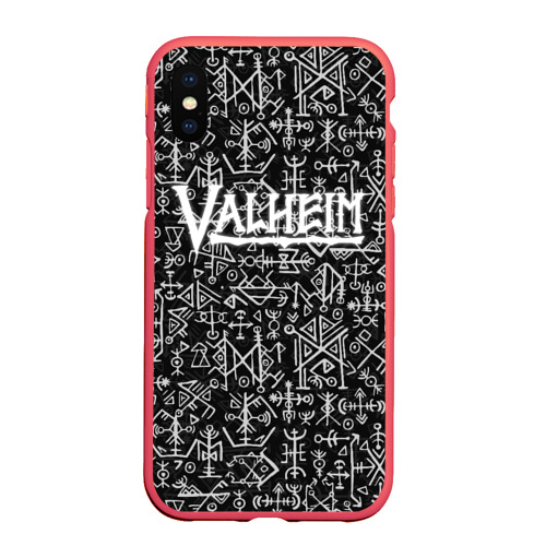 Чехол для iPhone XS Max матовый Valheim logo black white, цвет красный