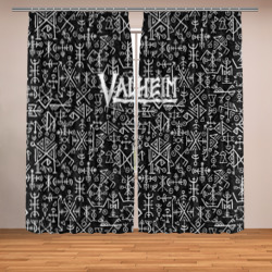 Valheim logo black white – Фотошторы с принтом купить