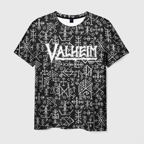 Мужская футболка 3D Valheim logo black white, цвет 3D печать