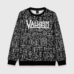 Детский свитшот 3D Valheim logo black white