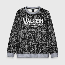 Детский свитшот 3D Valheim logo black white
