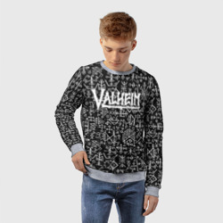 Детский свитшот 3D Valheim logo black white - фото 2