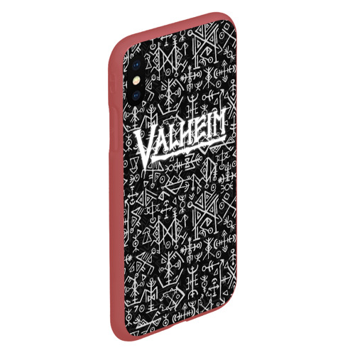 Чехол для iPhone XS Max матовый Valheim logo black white, цвет красный - фото 3