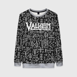 Женский свитшот 3D Valheim logo black white