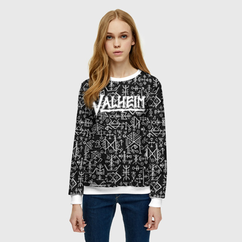 Женский свитшот 3D Valheim logo black white, цвет 3D печать - фото 3