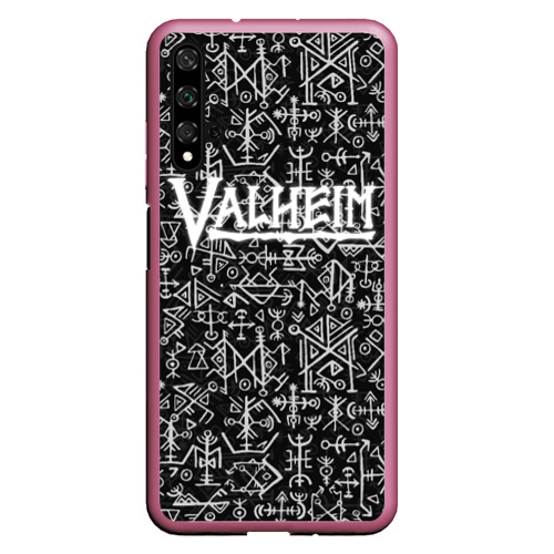 Чехол для Honor 20 Valheim logo black white, цвет малиновый