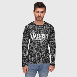 Мужской лонгслив 3D Valheim logo black white - фото 2