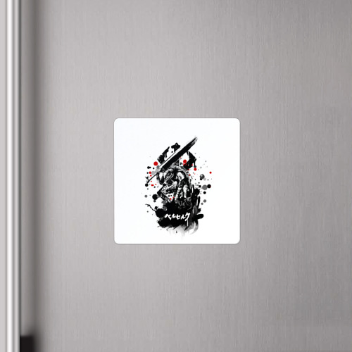 Магнит виниловый Квадрат Черно-белая иллюстрация. Берсерк - фото 4