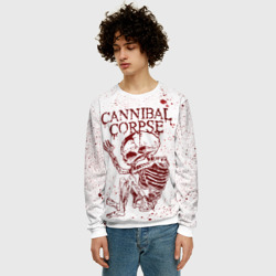 Свитшот с принтом Cannibal Corpse для мужчины, вид на модели спереди №2. Цвет основы: белый