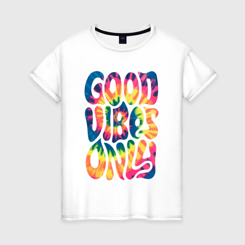 Женская футболка хлопок Good vibes only, цвет белый