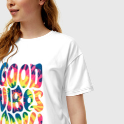 Женская футболка хлопок Oversize Good vibes only - фото 2