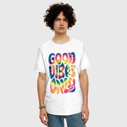 Мужская футболка хлопок Oversize Good vibes only - фото 2