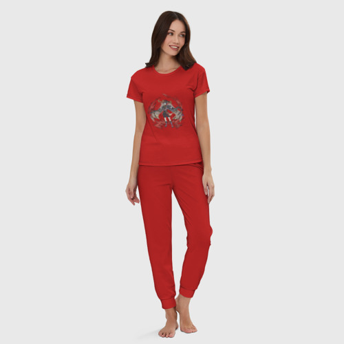 Женская пижама хлопок Скарамучча, цвет красный - фото 5