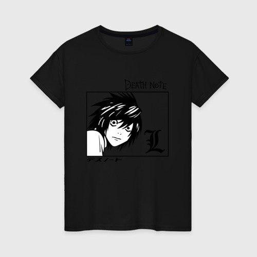 Женская футболка хлопок Тетрадь смерти, цвет черный