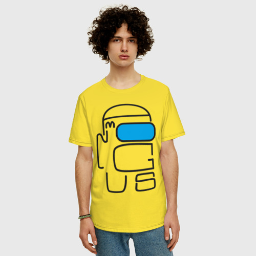 Мужская футболка хлопок Oversize Амонг АС шрифт Among Us type, цвет желтый - фото 3