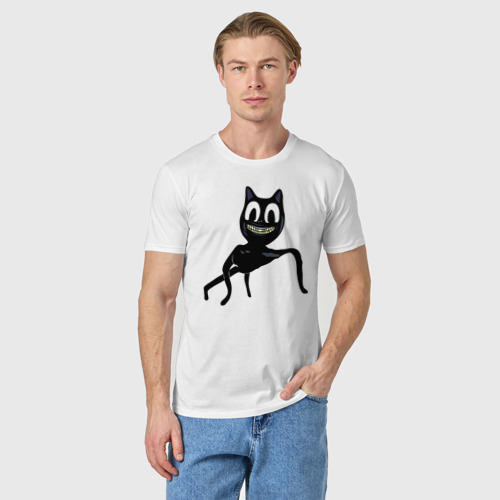 Мужская футболка хлопок с принтом Cartoon cat, фото на моделе #1