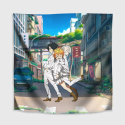 Скатерть с принтом Обещанный  Неверленд аниме для любого человека, вид спереди №2. Цвет основы: белый